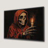 Creepy Skeleton with Candle Canvas Print Red Robe Decor