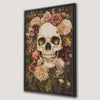 Creepy Skull in Pink Flowers Canvas Print Gothic Decor