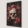Creepy Skull in Red Flowers Canvas Print Gothic Decor