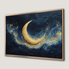 Crescent Moon Abstract Ocean Waves Canvas Print