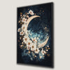 Crescent Moon and Flowers Celestial Canvas Print