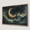 Crescent Moon and Ocean Waves Canvas Print Art