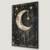 Crescent Moon and Starry Night Celestial Canvas Print
