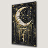 Crescent Moon and Stars Canvas Print Gothic Decor