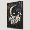 Crescent Moon and White Flowers Canvas Print Gothic Art