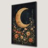 Crescent Moon and Wildflowers Canvas Print Surreal Art
