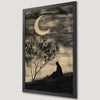 Crescent Moon Dark Figure Art Poster - Gothic Home Decor