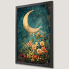 Crescent Moon & Floral Art Poster - Botanical Wall Decor