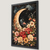 Crescent Moon Flowers Art Poster - Celestial Botanical Wall Decor