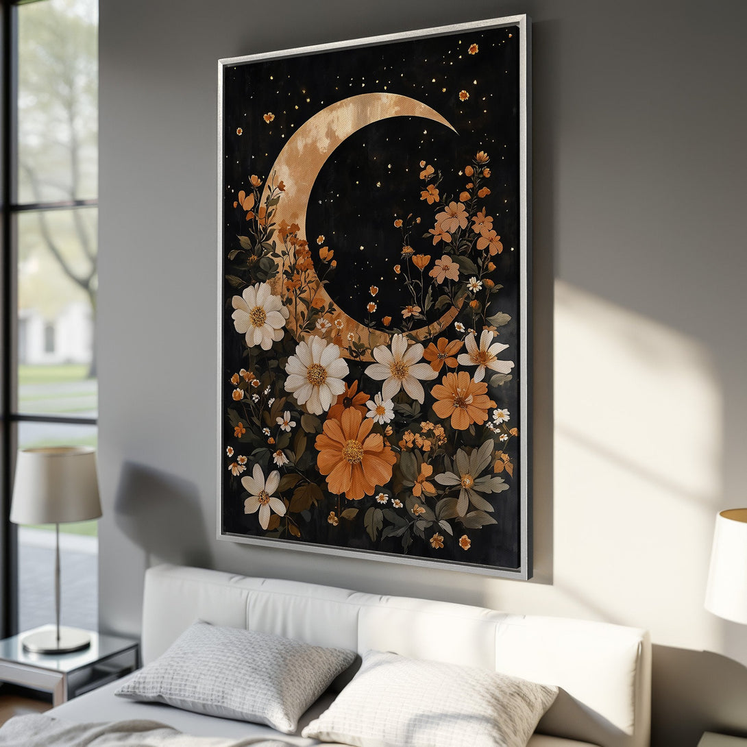 Framed Wall Art featuring a black swan in abstract style. Gold, gray, and black palette. Perfect for modern home decor.