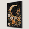 Crescent Moon in Starry Night Sky Canvas Print Framed Art