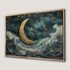 Crescent Moon Ocean Waves Canvas Print Luxury Framed Art