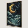 Crescent Moon Over Sea Waves Canvas Print Unique Art