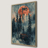 Crimson Moon Over Forest Cabin Canvas Print