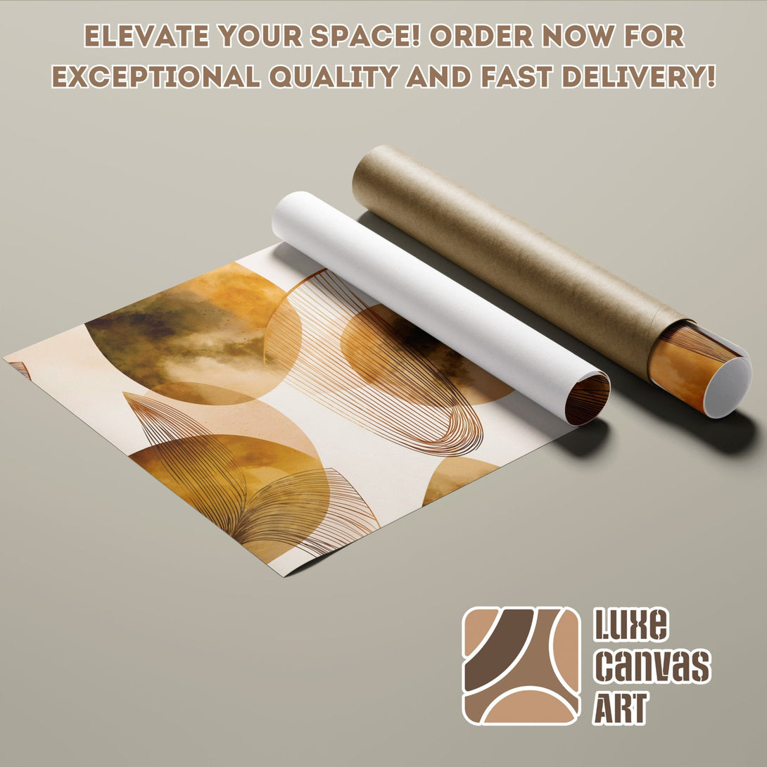 Abstract art poster roll with warm earth tones. Elevate your space with this stylish poster!