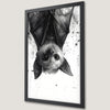 Cute Bat Art Poster for Nursery - Black and White Wall Decor