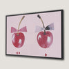 Cute Cherry with Bows Framed Canvas Print Art