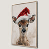 Cute Christmas Reindeer Canvas Print with Festive Baby Deer