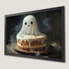 Cute Ghost Cake Art Poster for Halloween Kitchen Decor