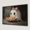Cute Ghost with Pizza Canvas Print Halloween Decor