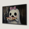 Cute Ghostly Figure Eating Pizza Canvas Print