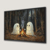 Cute Ghosts Roasting Marshmallows Canvas Print Halloween Decor