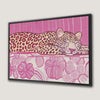 Cute Leopard Pink Floral Art Canvas Print for Kids