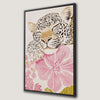 Cute Leopard with Pink Flowers Animal Nursery Canvas Print