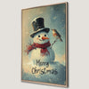 Cute Snowman and Bird Canvas Print for Holiday Decor