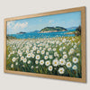 Daisy Field and Ocean Landscape Art Poster for Home Decor