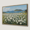 Daisy Field and Ocean Landscape Framed Canvas Print