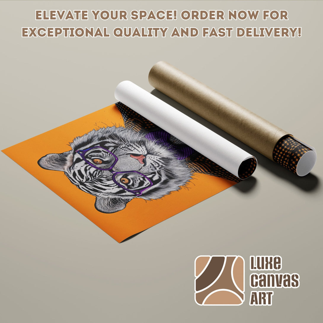 Tiger Poster Roll, modern art, orange and grey color palette. Shop now!