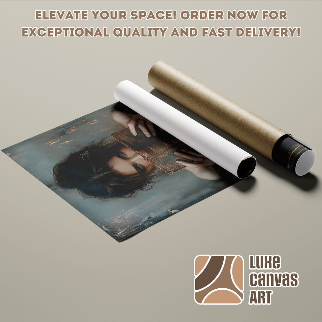 Poster Roll featuring a woman, art style, with a muted color palette. Elevate your space!