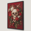 Dark Botanical Skull and Red Flowers Canvas Print Art