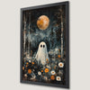 Dark Floral Ghost Art Poster - Spooky Halloween Decor