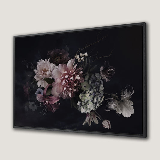 Dark Floral Peony Bouquet Canvas Print Art