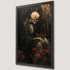 Dark Floral Skeleton Art Poster with Red Roses