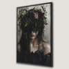 Dark Floral Wreath Framed Canvas Print Gothic Art
