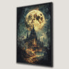 Dark Gothic Castle Canvas Print with Full Moon Magic