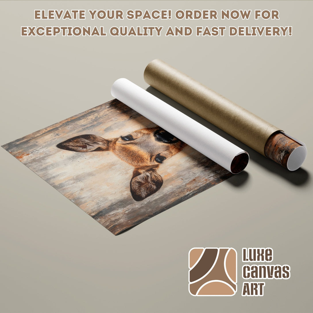 Deer art Poster Roll in neutral tones, perfect for home decor. Order now for fast delivery!