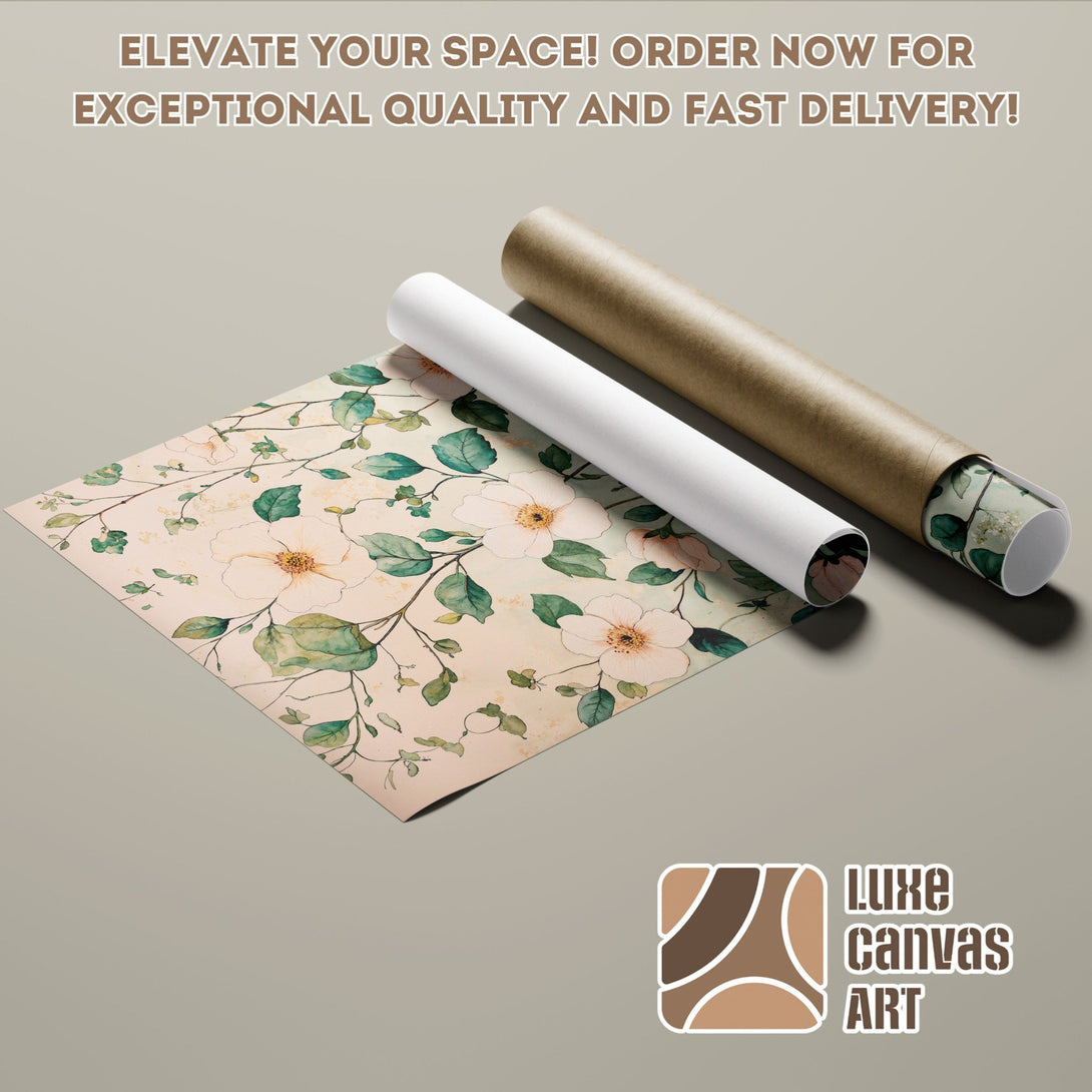 Floral Poster Roll in watercolor style, featuring a soft pastel color palette. Elevate your space with this beautiful art!