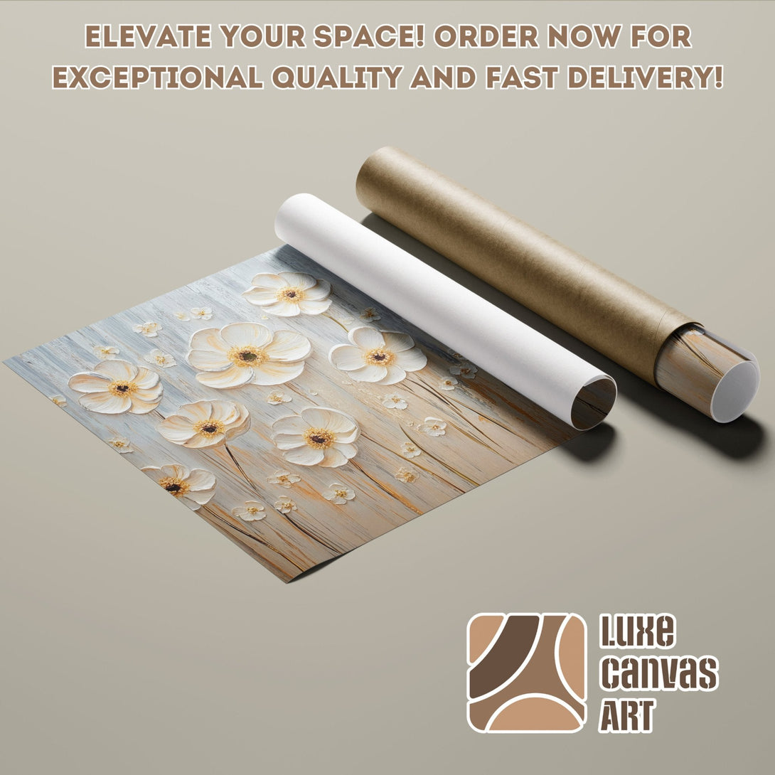 Floral Poster Roll in neutral tones, perfect for home decor. Order now!