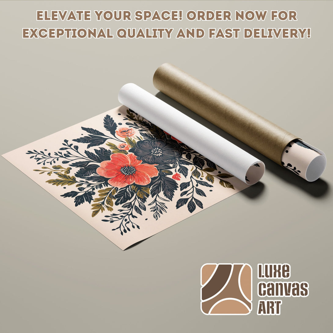 Floral Poster Roll in earthy tones. Elevate your space with this stylish wall art. Order now!