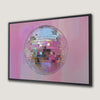 Disco Ball Abstract Art Canvas Print in Pink Tones