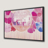 Disco Ball and Pink Flower Framed Canvas Print Boho Art