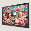 Disco Floral Art Poster - Pink Flowers and Vibrant Colors