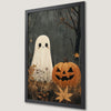 Spooky Ghost and Pumpkin Art Poster for Halloween