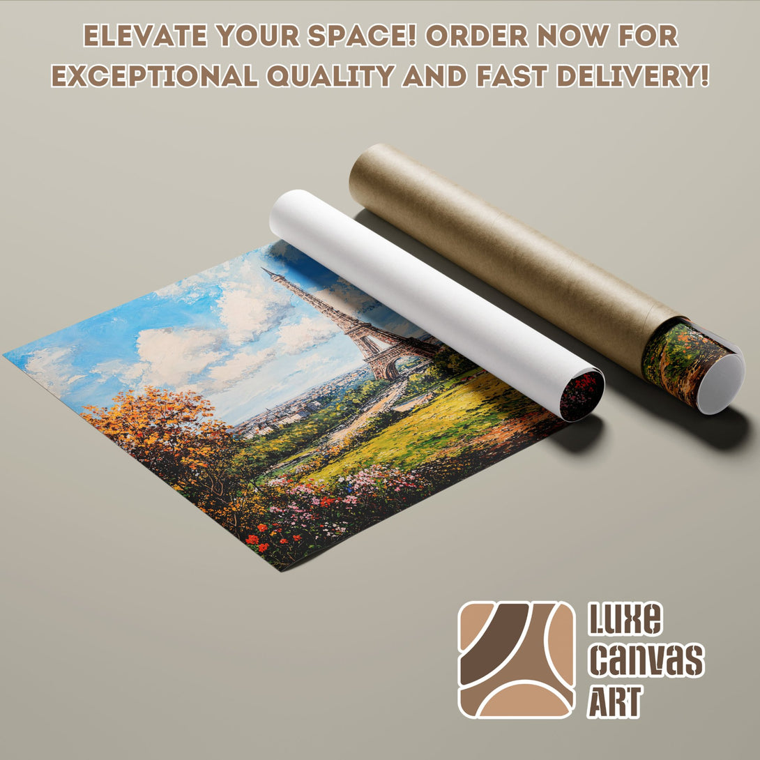 Paris landscape Poster Roll, impressionist style, vibrant colors. Elevate your space!
