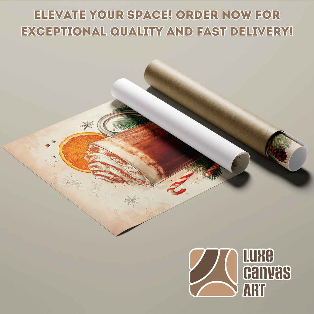 Poster Roll featuring a cozy winter beverage illustration in warm, neutral tones. Elevate your space!