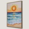 Sunset Over Ocean Waves Framed Canvas Print Decor